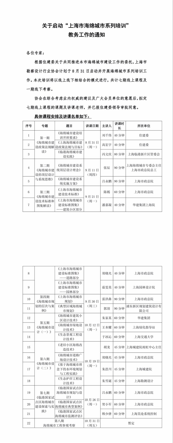 上海市海綿城市系列培訓(xùn)